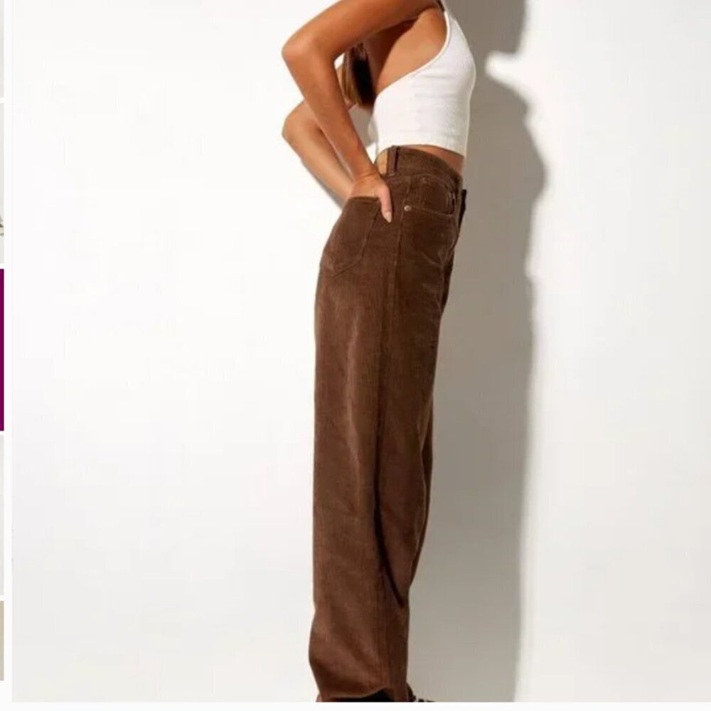 Motel Brown Corduroy Wide Leg Brown Size 31 EUC - Picture 11 of 12